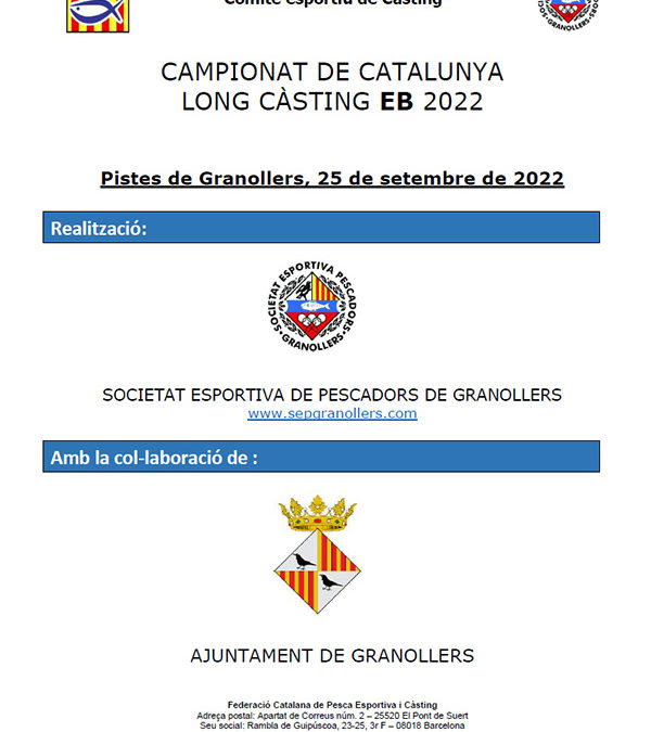 Convocatoria del Campeonato de Cataluña Long Casting EB 2022